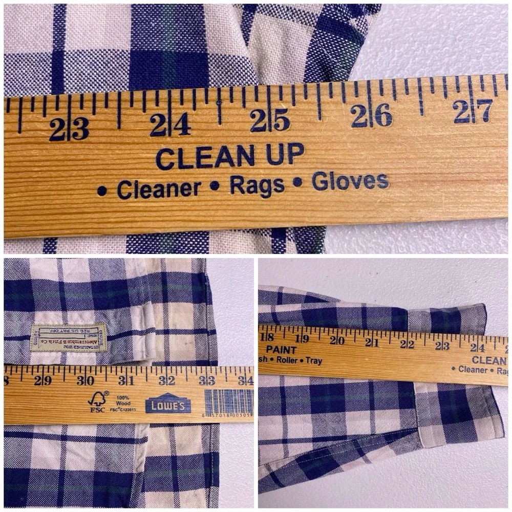 90s Abercrombie Fitch BIG Shirt M Mens L/S Button Down Blue Plaid Grunge VGUC - Picture 4 of 9